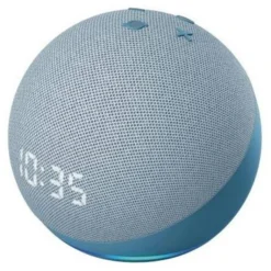 Echo Dot (4. Gen) mit Uhr in Blau | Smart Speaker mit Alexa | Bluetooth, WLAN | Netzwerk Audio, Multiroom, Zubehör