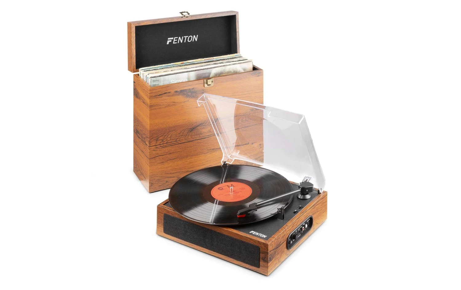 Fenton Plattenspieler Mit Bluetooth RP170L Braun - Retro-Design, 3 Geschwindigkeiten, Integrierter Lautsprecher 2 Fenton Plattenspieler Mit Bluetooth RP170L Braun - Retro-Design, 3 Geschwindigkeiten, Integrierter Lautsprecher – Bild 2