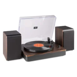 Audizio Plattenspieler Mit Bluetooth RP330D Dunkelbraun - Hochwertiger Vinyl-Player mit Bluetooth-Verbindung