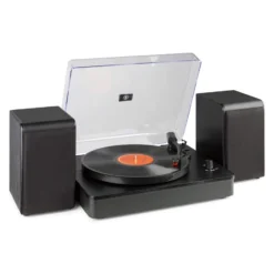Audizio Plattenspieler Mit Bluetooth RP330 Schwarz - Moderner Vinyl-Player mit Bluetooth, USB & Stereo-Boxen
