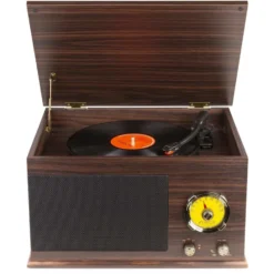 Fenton Plattenspieler Mit Bluetooth RP173 Dunkelbraun - Hochwertiger Vinyl-Player mit moderner Technologie 5 Fenton Plattenspieler Mit Bluetooth RP173 Dunkelbraun - Hochwertiger Vinyl-Player mit moderner Technologie -KlangHaus Verkäufe 1227662 3 5