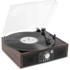 Fenton RP175DW Plattenspieler Mit Bluetooth - Dunkelbraun | Hochwertiger Vinyl-Player