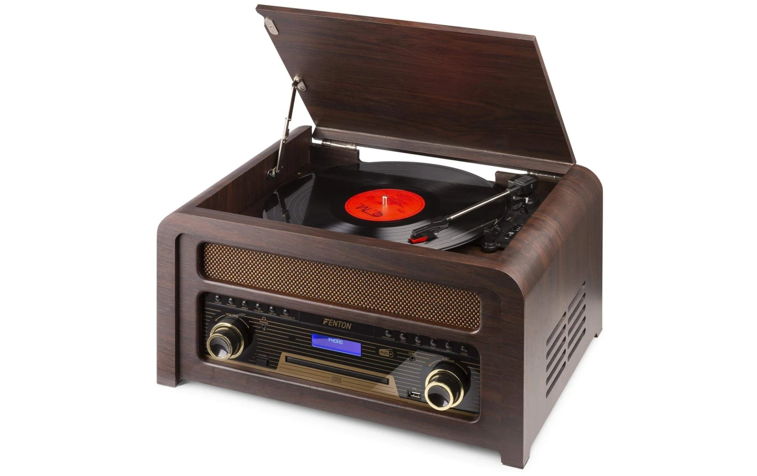 Fenton Plattenspieler Nashville Vintage Dunkelbraun - Retro-Plattenspieler mit klassischem Design 1 Fenton Plattenspieler Nashville Vintage Dunkelbraun - Retro-Plattenspieler mit klassischem Design