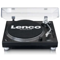 Lenco Plattenspieler L-3809 Schwarz - Vinyl Record Player mit Bluetooth, USB und Stereo-Lautsprechern